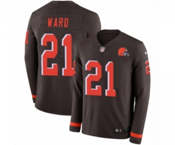 Nike Cleveland Browns #21 Denzel Ward Limited Brown Therma Long Sleeve NFL Jersey
