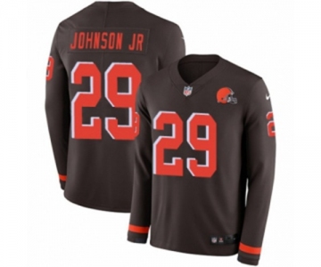 Nike Cleveland Browns #29 Duke Johnson Limited Brown Therma Long Sleeve NFL Jersey