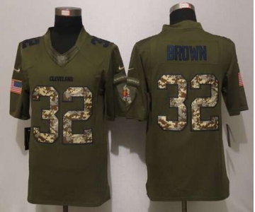 nike nfl jerseys cleveland browns #32 brown army green[nike Limited Salute To Service]