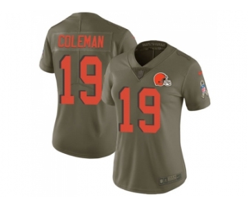 Women Nike Cleveland Browns #19 Corey Coleman Olive Stitched NFL Limited 2017 Salute to Service Jersey