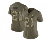 Women Nike Cleveland Browns #21 Denzel Ward Olive Camo Stitched NFL Limited 2017 Salute to Service Jersey