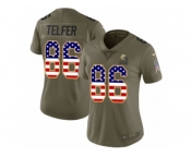 Women Nike Cleveland Browns #86 Randall Telfer Limited Olive USA Flag 2017 Salute to Service NFL Jersey