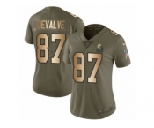 Women Nike Cleveland Browns #87 Seth DeValve Limited Olive Gold 2017 Salute to Service NFL Jersey