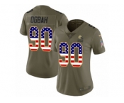 Women Nike Cleveland Browns #90 Emmanuel Ogbah Limited Olive USA Flag 2017 Salute to Service NFL Jersey