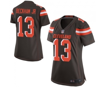 Women's Cleveland Browns #13 Odell Beckham Jr. Game Brown Team Color Football Jersey