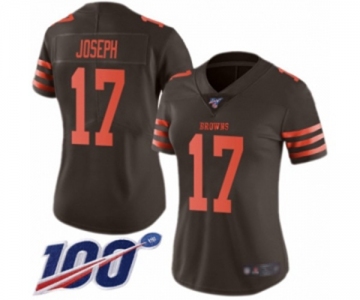 Women's Cleveland Browns #17 Greg Joseph Limited Brown Rush Vapor Untouchable 100th Season Football Jersey