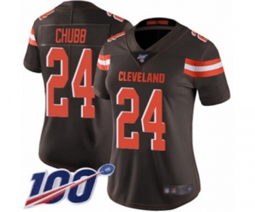 Women's Cleveland Browns #24 Nick Chubb Brown Team Color Vapor Untouchable Limited Player 100th Season Football Jersey