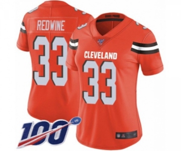 Women's Cleveland Browns #33 Sheldrick Redwine Orange Alternate Vapor Untouchable Limited Player 100th Season Football Jersey