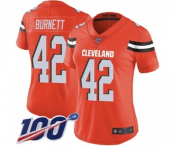 Women's Cleveland Browns #42 Morgan Burnett Orange Alternate Vapor Untouchable Limited Player 100th Season Football Jersey