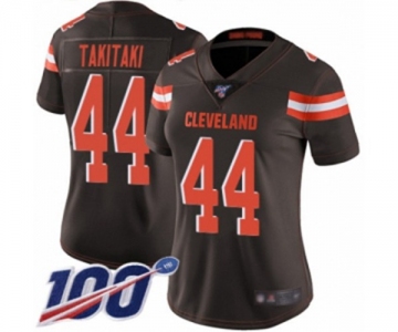 Women's Cleveland Browns #44 Sione Takitaki Brown Team Color Vapor Untouchable Limited Player 100th Season Football Jersey