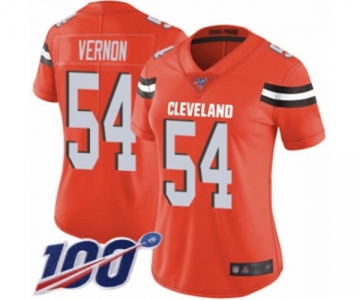 Women's Cleveland Browns #54 Olivier Vernon Orange Alternate Vapor Untouchable Limited Player 100th Season Football Jersey