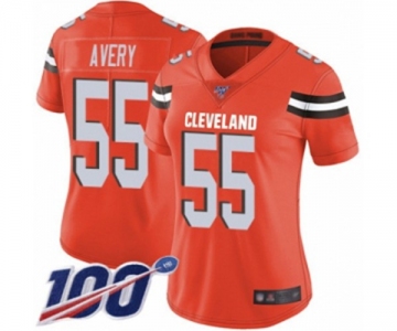 Women's Cleveland Browns #55 Genard Avery Orange Alternate Vapor Untouchable Limited Player 100th Season Football Jersey