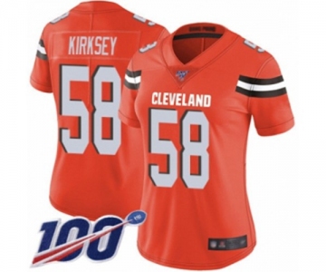 Women's Cleveland Browns #58 Christian Kirksey Orange Alternate Vapor Untouchable Limited Player 100th Season Football Jersey