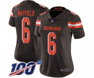 Women's Cleveland Browns #6 Baker Mayfield Brown Team Color 100th Season Vapor Untouchable Limited Player Football Jersey