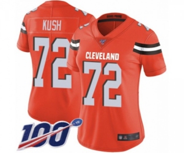 Women's Cleveland Browns #72 Eric Kush Orange Alternate Vapor Untouchable Limited Player 100th Season Football Jersey