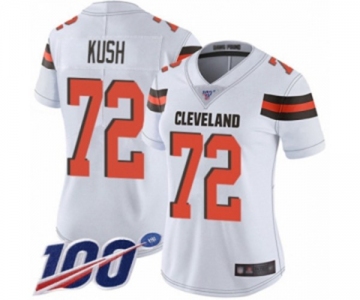 Women's Cleveland Browns #72 Eric Kush White Vapor Untouchable Limited Player 100th Season Football Jersey