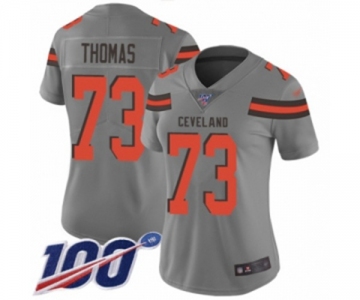 Women's Cleveland Browns #73 Joe Thomas Limited Gray Inverted Legend 100th Season Football Jersey