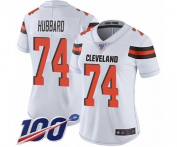 Women's Cleveland Browns #74 Chris Hubbard White Vapor Untouchable Limited Player 100th Season Football Jersey