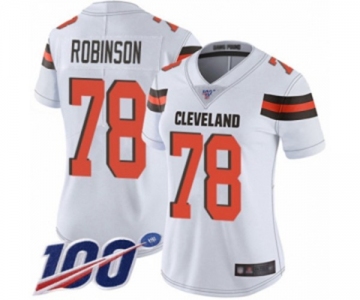 Women's Cleveland Browns #78 Greg Robinson White Vapor Untouchable Limited Player 100th Season Football Jersey