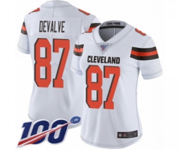 Women's Cleveland Browns #87 Seth DeValve White Vapor Untouchable Limited Player 100th Season Football Jersey