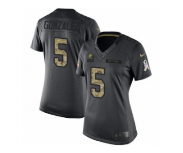 Women's Nike Cleveland Browns #5 Zane Gonzalez Limited Black 2016 Salute to Service NFL Jersey