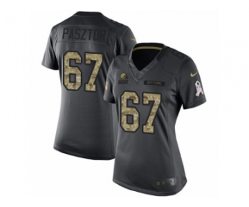 Women's Nike Cleveland Browns #67 Austin Pasztor Limited Black 2016 Salute to Service NFL Jersey