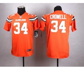 nike youth nfl jerseys cleveland browns #34 crowell orange[nike][new style]