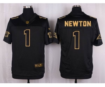 nike nfl jerseys carolina panthers #1 newton black gold collection[Elite]