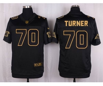 nike nfl jerseys carolina panthers #70 trai turner black gold collection[Elite]