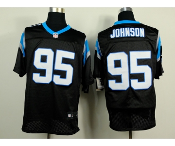 nike nfl jerseys carolina panthers #95 johnson black[Elite]
