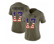 Women Nike Carolina Panthers #17 Devin Funchess Limited Olive USA Flag 2017 Salute to Service NFL Jersey
