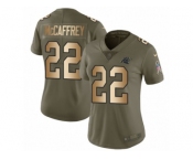 Women Nike Carolina Panthers #22 Christian McCaffrey Limited Olive Gold 2017 Salute to Service NFL Jersey