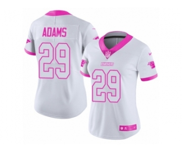 Women Nike Carolina Panthers #29 Mike Adams Limited White Pink Rush Fashion NFL Jersey