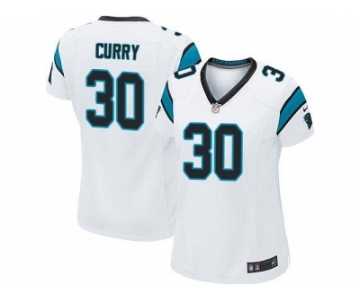Women Nike Carolina Panthers #30 Stephen Curry White Stitched NFL Elite Jersey