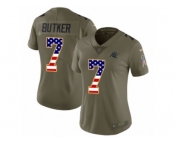 Women Nike Carolina Panthers #7 Harrison Butker Limited Olive USA Flag 2017 Salute to Service NFL Jersey