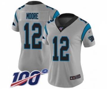 Women's Carolina Panthers #12 DJ Moore Silver Inverted Legend Limited 100th Season Football Jersey