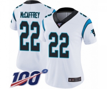 Women's Carolina Panthers #22 Christian McCaffrey White Vapor Untouchable Limited Player 100th Season Football Jersey