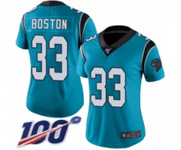 Women's Carolina Panthers #33 Tre Boston Limited Blue Rush Vapor Untouchable 100th Season Football Jersey