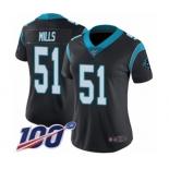 Women's Carolina Panthers #51 Sam Mills Black Team Color Vapor Untouchable Limited Player 100th Season Football Jersey