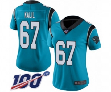 Women's Carolina Panthers #67 Ryan Kalil Blue Alternate Vapor Untouchable Limited Player 100th Season Football Jersey