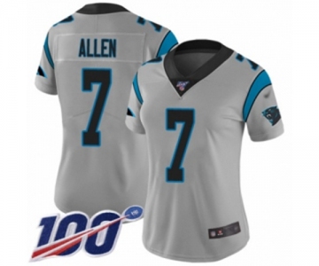 Women's Carolina Panthers #7 Kyle Allen Silver Inverted Legend Limited 100th Season Football Jersey