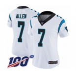 Women's Carolina Panthers #7 Kyle Allen White Vapor Untouchable Limited Player 100th Season Football Jersey