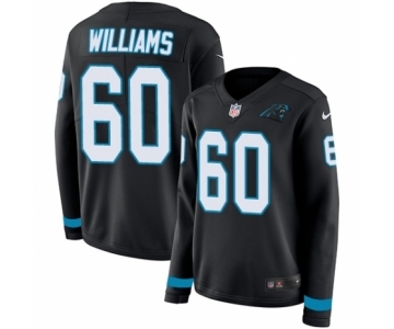 Women's Nike Carolina Panthers #60 Daryl Williams Limited Black Therma Long Sleeve NFL Jersey