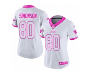 Women's Nike Carolina Panthers #80 Scott Simonson Limited White Pink Rush Fashion NFL Jersey