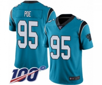 Youth Carolina Panthers #95 Dontari Poe Limited Blue Rush Vapor Untouchable 100th Season Football Jersey