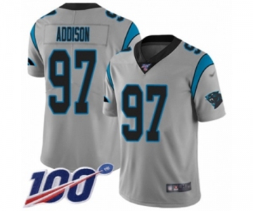 Youth Carolina Panthers #97 Mario Addison Silver Inverted Legend Limited 100th Season Football Jersey