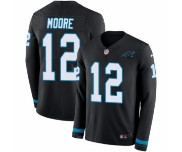 Youth Nike Carolina Panthers #12 DJ Moore Limited Black Therma Long Sleeve NFL Jersey