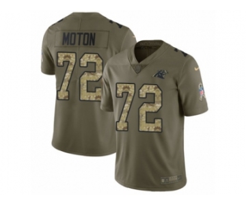 Youth Nike Carolina Panthers #72 Taylor Moton Limited Olive Camo 2017 Salute to Service NFL Jersey
