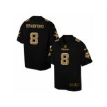 Men's Nike Minnesota Vikings #8 Sam Bradford Elite Black Pro Line Gold Collection NFL Jersey