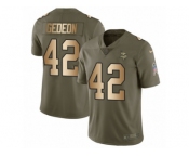 Men Nike Minnesota Vikings #42 Ben Gedeon Limited Olive Gold 2017 Salute to Service NFL Jersey